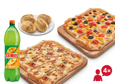 4 Pães Alho Simples + 2 Quad-Roller (até 4 ing.) + 1 Bebida 1,5L